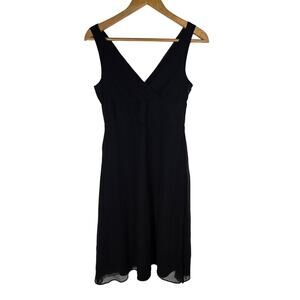 J. Crew Y2K‎ Sophia Black 100% Silk Chiffon Surplice Empire Fairy Goth Dress 10